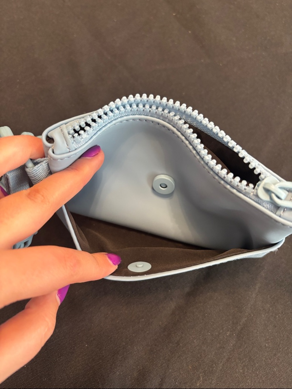 Minimalist Light Blue Double Pouch Wristlet - Picture 3 of 5